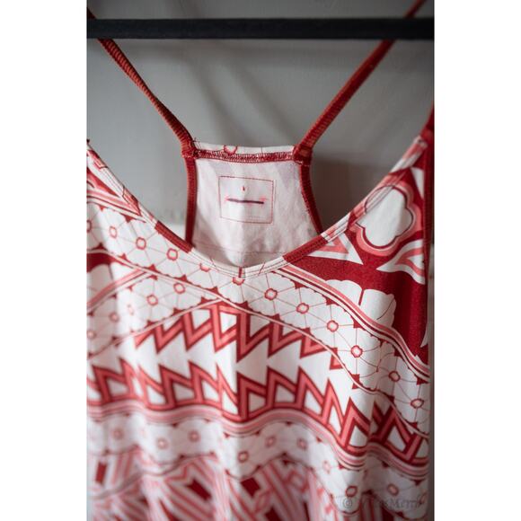 Free People Hot Shot Onesie Printed Red Small NEW - Picture 3 of 5